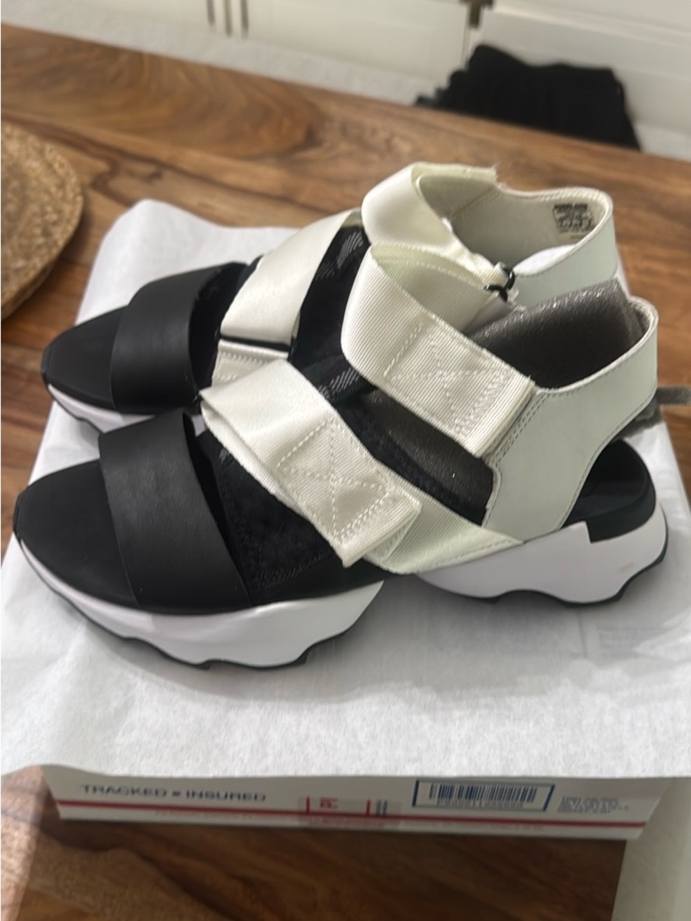 SOREL KINETIC IMPACT SANDALS WOMEN’S BLACK (comfy) AND WHITE.